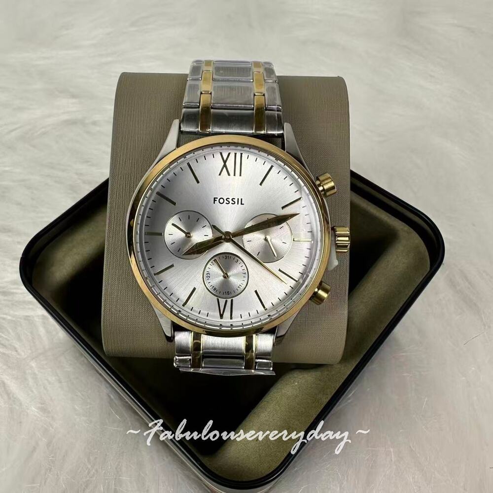 Fossil Men's Fenmore Multifunction Two-Tone Stainless Steel Watch BQM2698 44mm